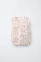 SPARKLY FLORAL KNIT VEST