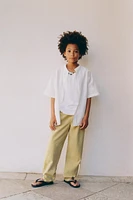 CHEMISE EN COTON ET LIN COL MAO