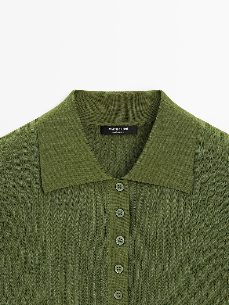 Pull polo en maille de coton