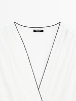 Robe longue contrastante plissée