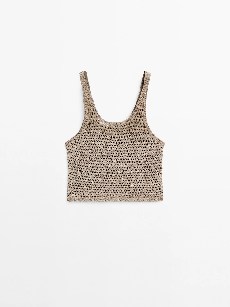 Braided suede leather top