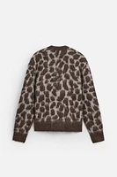 JACQUARD ANIMAL PRINT CARDIGAN