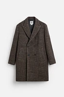 DOUBLE-BREASTED HERRINGBONE COAT