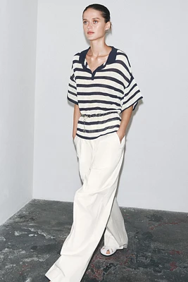 STRIPED KNIT POLO SHIRT