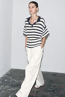 STRIPED KNIT POLO SHIRT