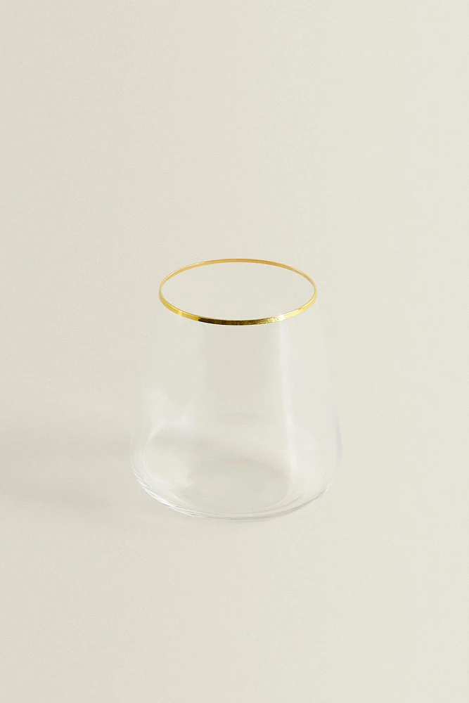 BOHEMIA CRYSTAL TUMBLER WITH A GOLDEN RIM