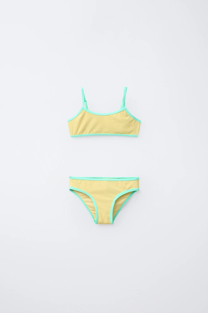6-14 ANS/ MAILLOT DE BAIN DEUX PIÈCES À LISERÉS CONTRASTÉS