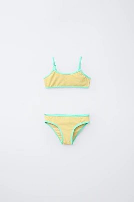 6-14 ANS/ MAILLOT DE BAIN DEUX PIÈCES À LISERÉS CONTRASTÉS