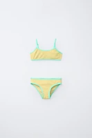 6-14 ANS/ MAILLOT DE BAIN DEUX PIÈCES À LISERÉS CONTRASTÉS