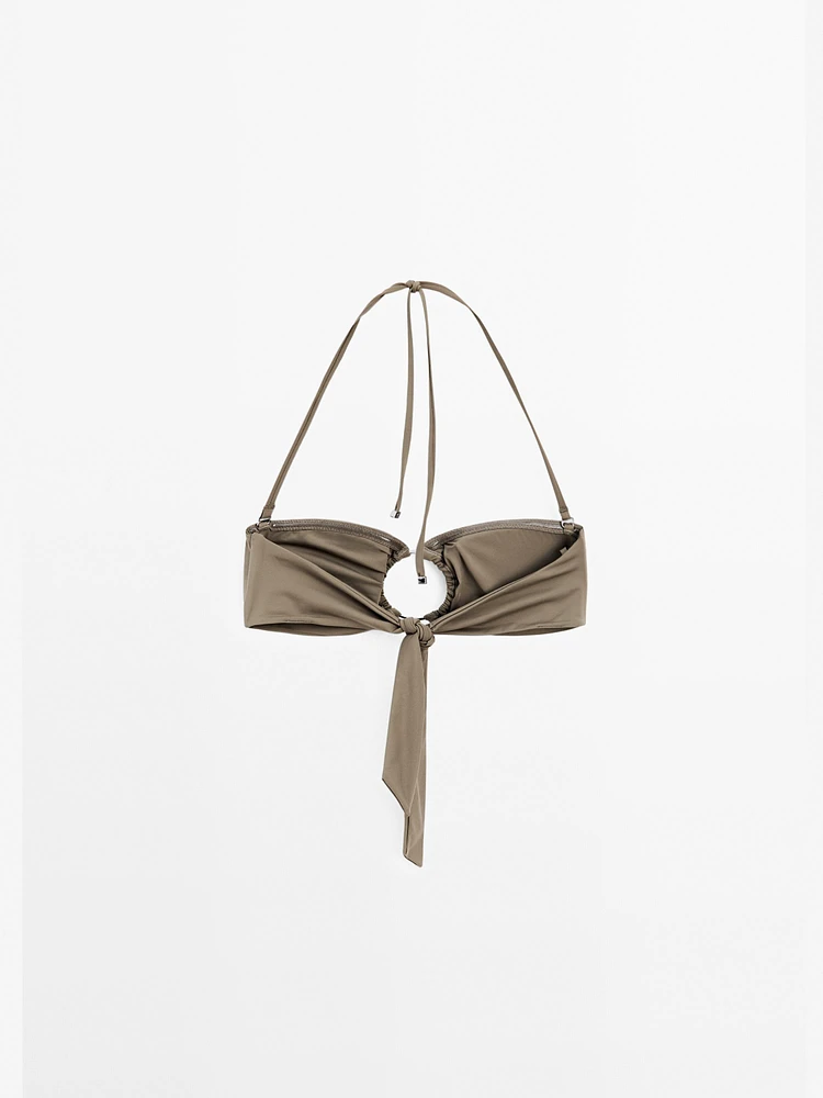 Haut de bikini bandeau avec anneau