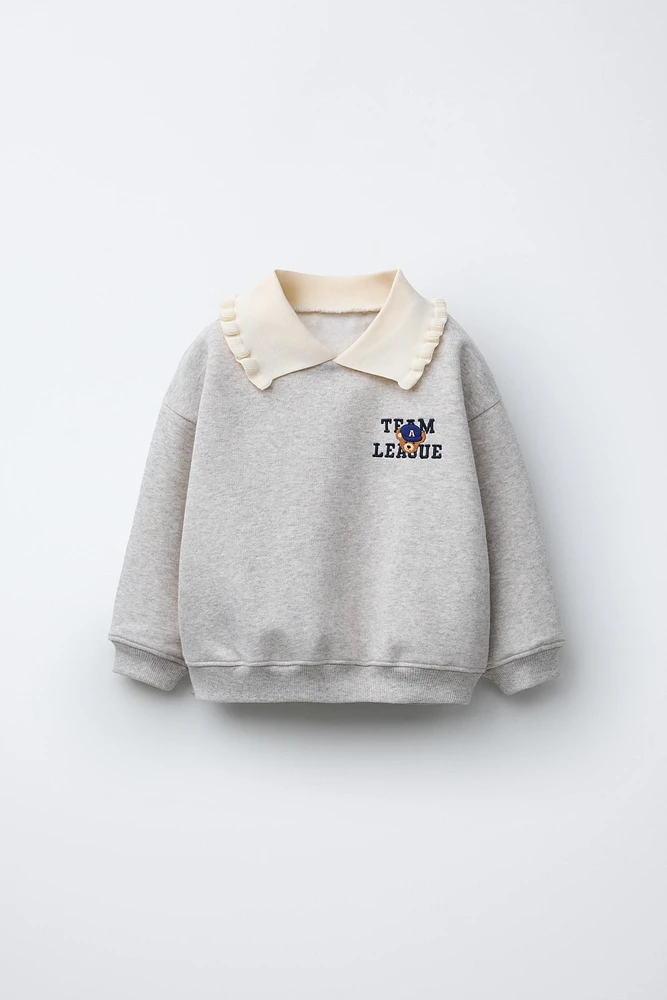 SWEATSHIRT WITH EMBROIDERED COLLAR