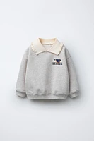 SWEATSHIRT WITH EMBROIDERED COLLAR