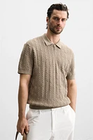 CABLE KNIT POLO SHIRT