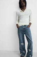 EMBROIDERED RELAXED FIT JEANS