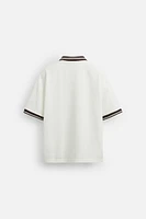 EMBROIDERED TEXT JACQUARD POLO SHIRT