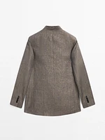 Blazer à col montant 100 % lin