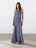 Robe longue à carreaux dos fantaisie