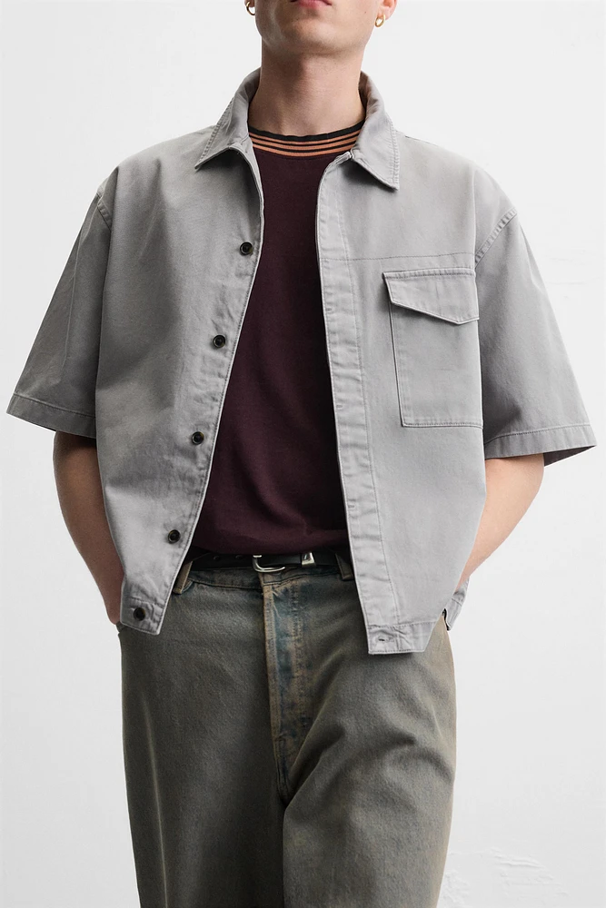 WASHED POCKETED OVERSHIRT