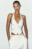 TOP GILET SATINÉ DOS NU