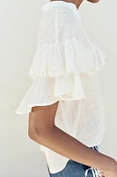 SHORT SLEEVE RUFFLE BLOUSE