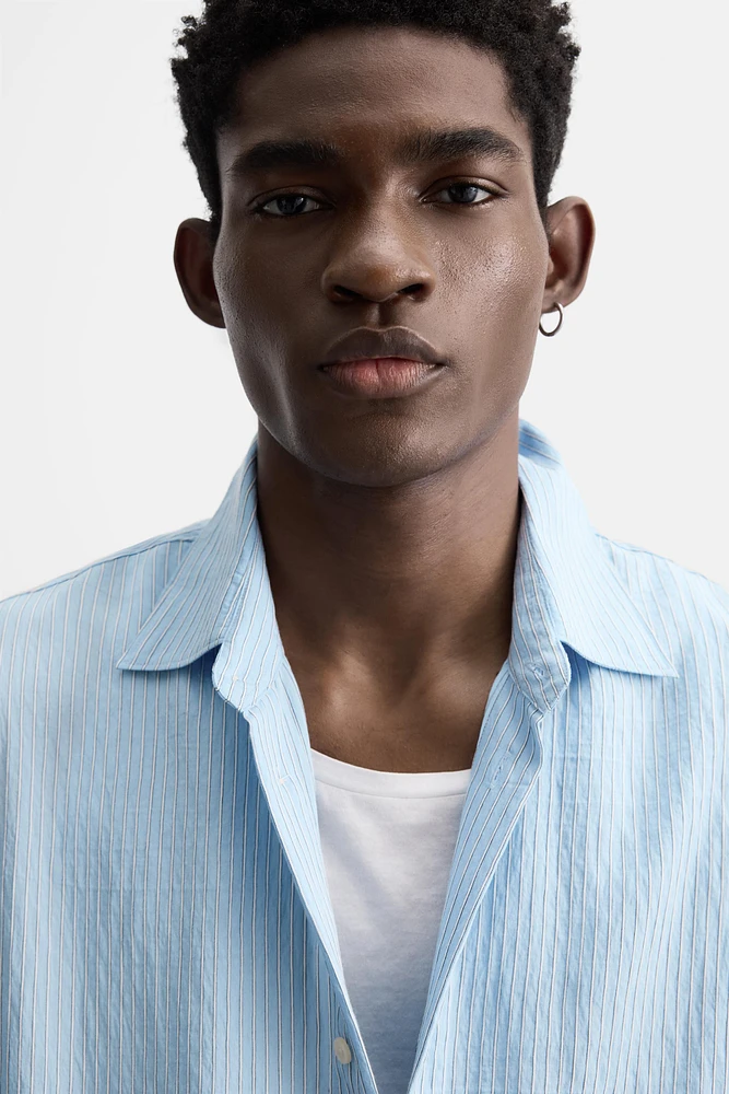 STRIPED VISCOSE BLEND SHIRT