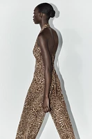 ANIMAL PRINT TULLE HALTER JUMPSUIT