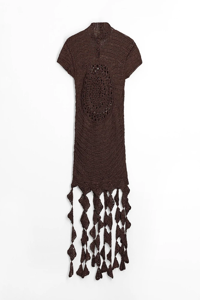 DIAMOND FRINGE CROCHET DRESS