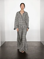 Pantalon palazzo à carreaux 100 % lin