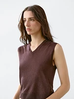 100% linen melange knit vest