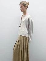 Striped satin shirt with wide hem