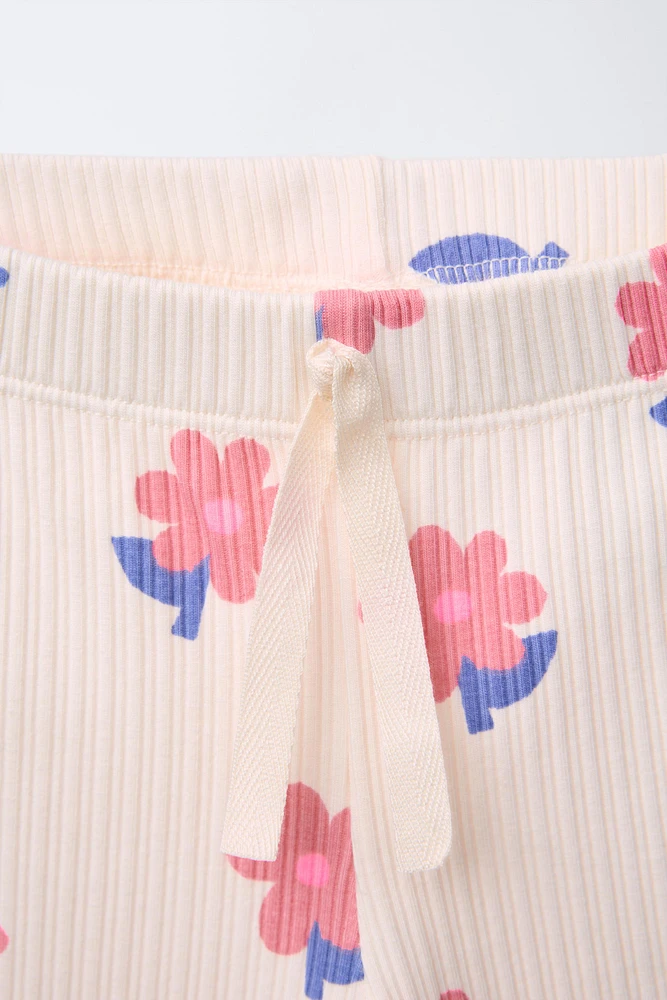 PRINTED RIBBED FLARE LEGGINGS