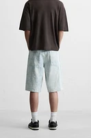 SCRATCHED BAGGY FIT DENIM SHORTS