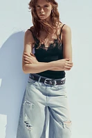 RIB TANK TOP WITH LACE