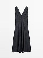 Robe midi denim coutures apparentes