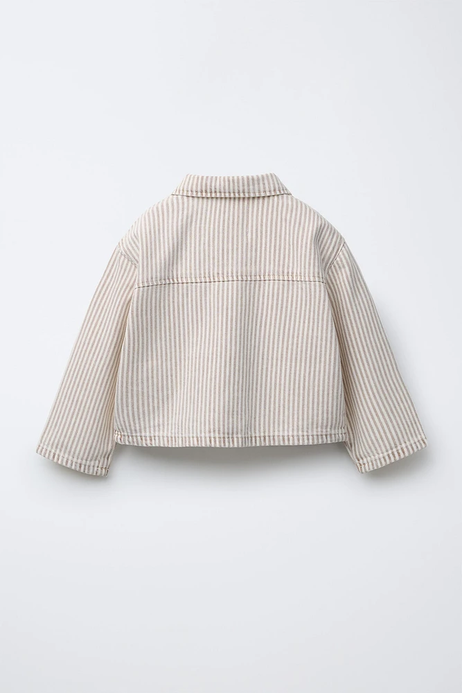 STRIPED TWILL JACKET WITH BOWS