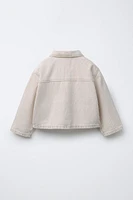 STRIPED TWILL JACKET WITH BOWS