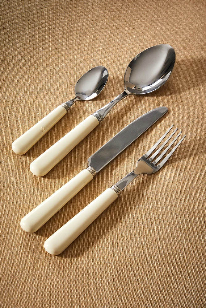 4-PIECE FLATWARE SET WITH CREAM HANDLE