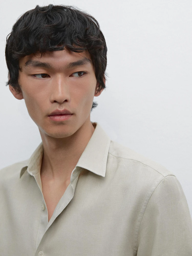 Slim fit linen blend shirt