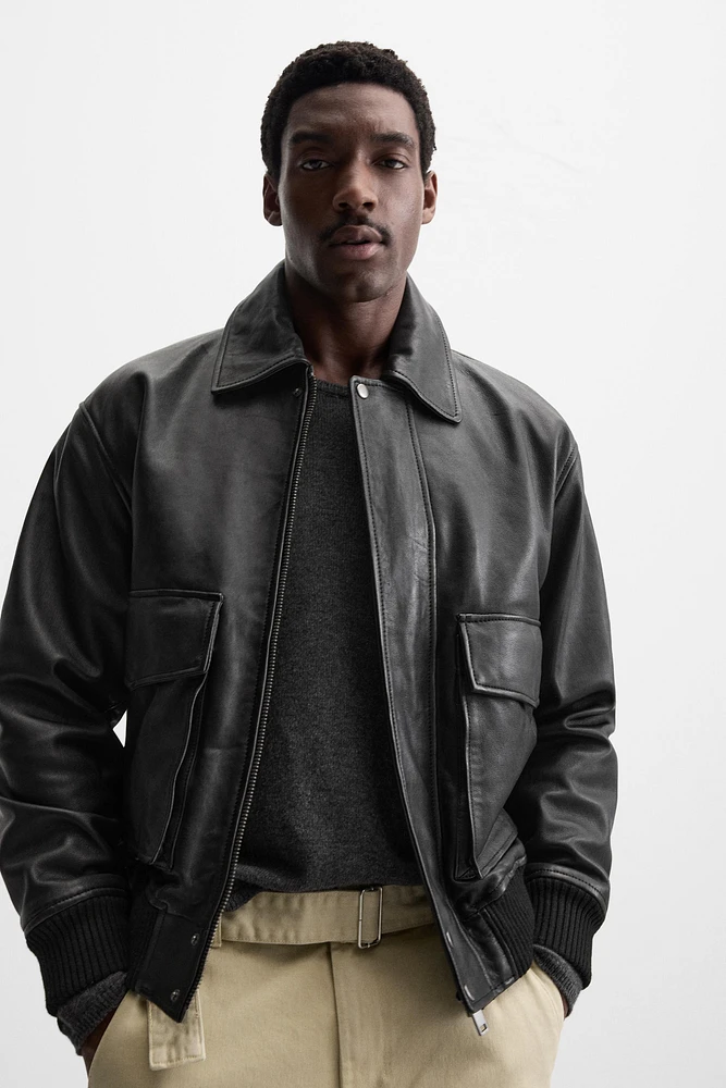 POCKET LEATHER JACKET