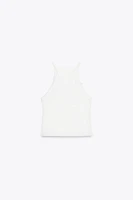 RIBBED EMBROIDERED TOP