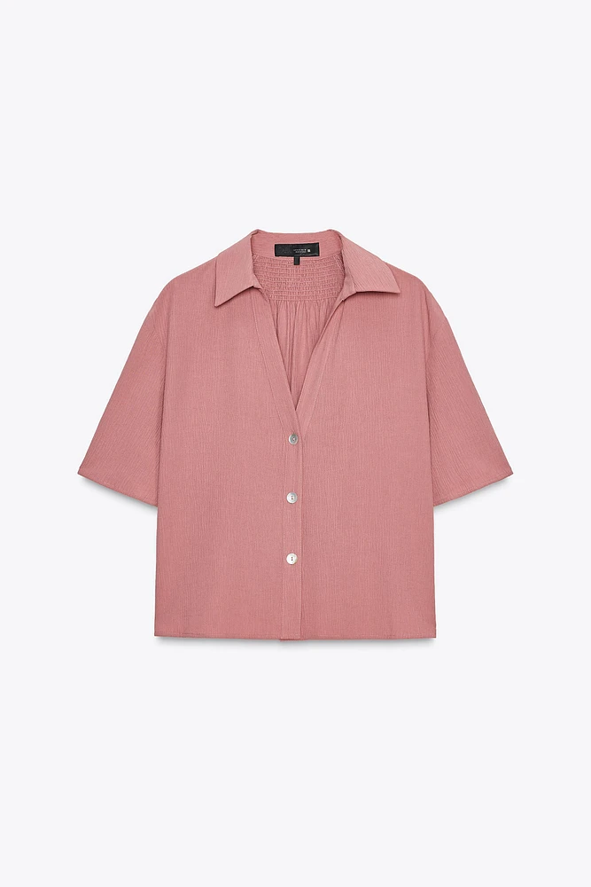 CHEMISE MANCHES COURTES EFFET FROISSÉ