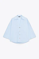 CHEMISE EN POPELINE À MANCHES LARGES
