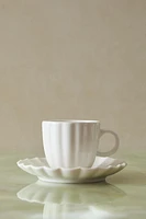 SCALLOPED PORCELAIN MUG AND SAUCER
