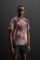 TIE-DYE PRINT PERFORATED T-SHIRT