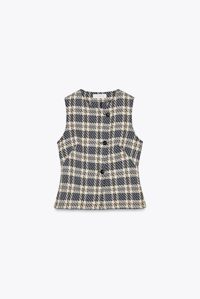 GILET STRUCTURÉE À CARREAUX
