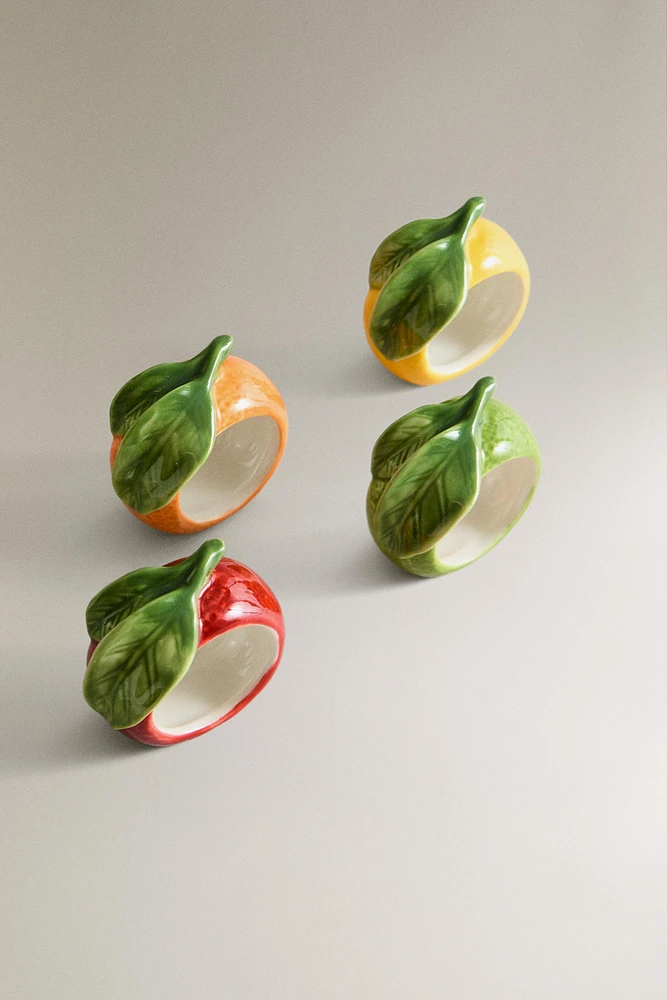 LOT PORTE-SERVIETTES S PORCELANA FRUTAS (LOT DE 4)