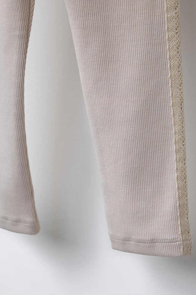 RIBBED LACE BAND LEGGINGS