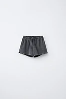 WASHED EFFECT STUDDED BERMUDA SHORTS