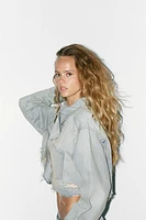VESTE COURTE EN JEAN TRF DÉCHIRURES