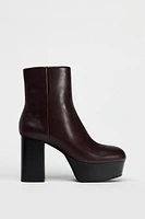 LEATHER PLATFORM ANKLE BOOTS